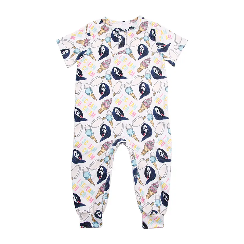 Wholesale Halloween Newborn Toddler Custom Milk Silk Pajamas Short Sleeve Romper Bottom Snap Infant Baby Clothes Jumpsuit Romper - Image 2