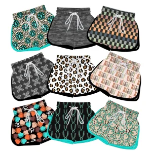 Boutique Kids Boy Shorts Custom Printings Soft Yoga Fabric Pants with String Kids Boy Loose Style Shorts