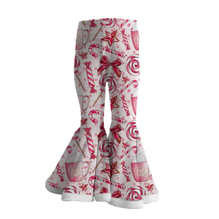 2023 Latest Fashion Girl Velvet Fabric Winter Bell Bottoms Boutique Kids Clothes Custom Design Children Trousers - Image 3