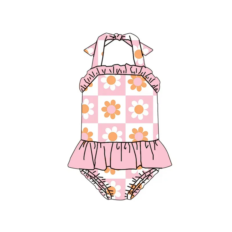 Stylish Custom Printed Halter Lace Baby Girls Swimming Suit Comfortable Quick-drying Children's Swimsuit - Image 4
