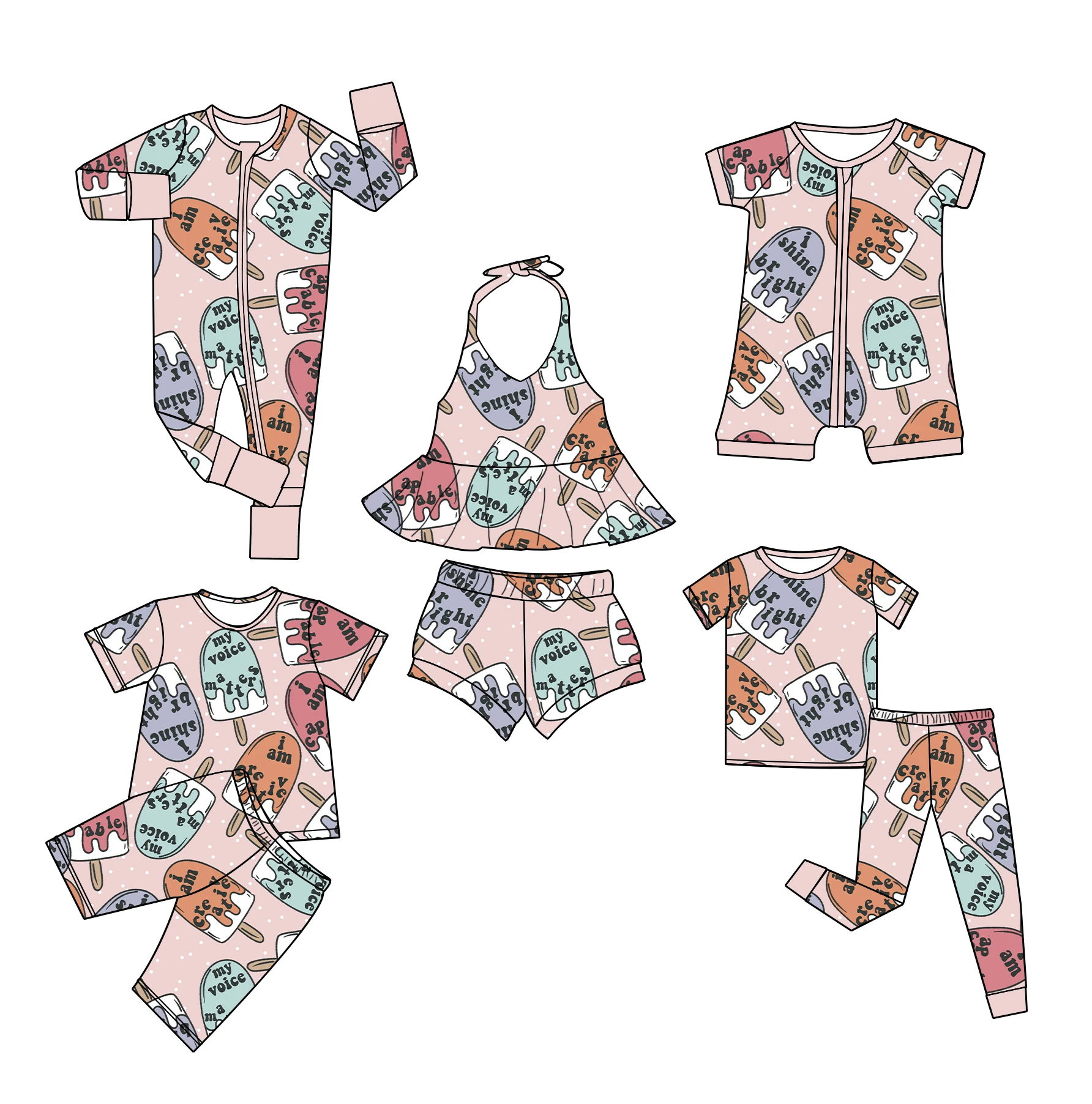 Custom Bamboo Viscose New Born Rompers Clothes Zipper Long Sleeve Toddler Kid Pajamas Boutique Outfit