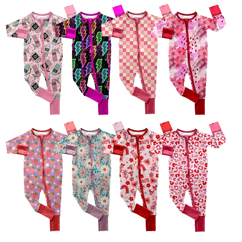 Hot Selling St. Patrick's Day Kids Clothing 95 Viscose Bamboo 5 Spandex One Piece Folded Cuffs Soft Baby Romper Pajamas - Image 2