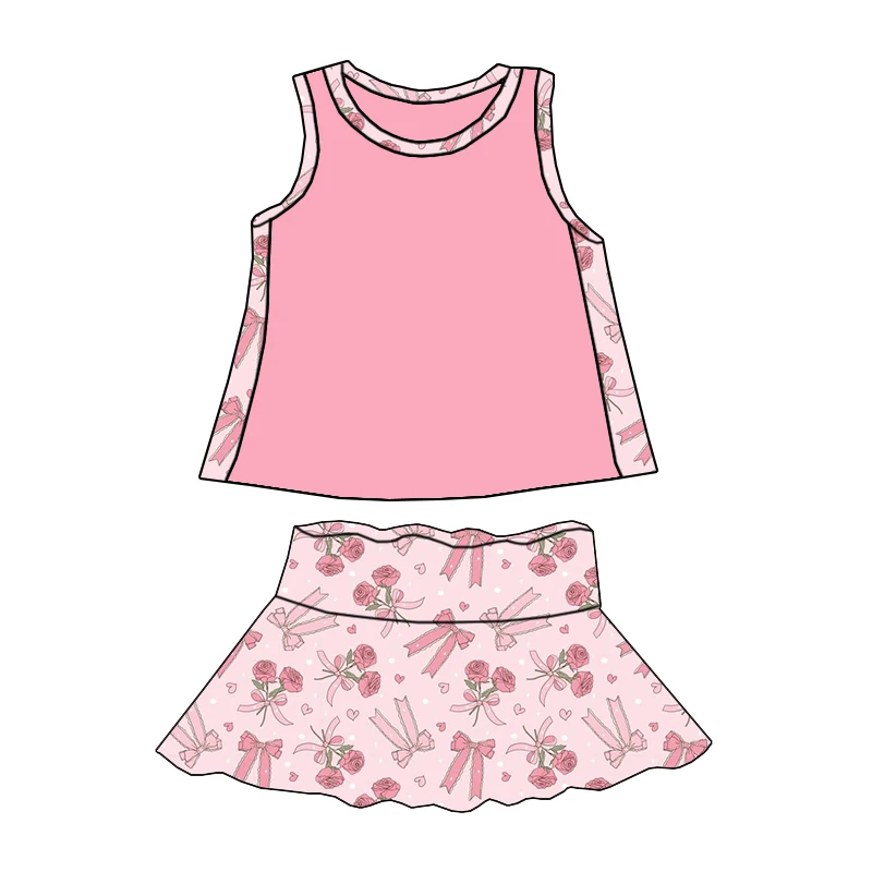 Unique Design Sleeveless Top Paired with Wide-waist Short Skirt Set - Cute Summer Casual Outfit for Girls - Image 3