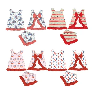Boutique Kids Children Sleeveless Top with Shorts Set Soft Cotton Fabric Little Girl Outfits