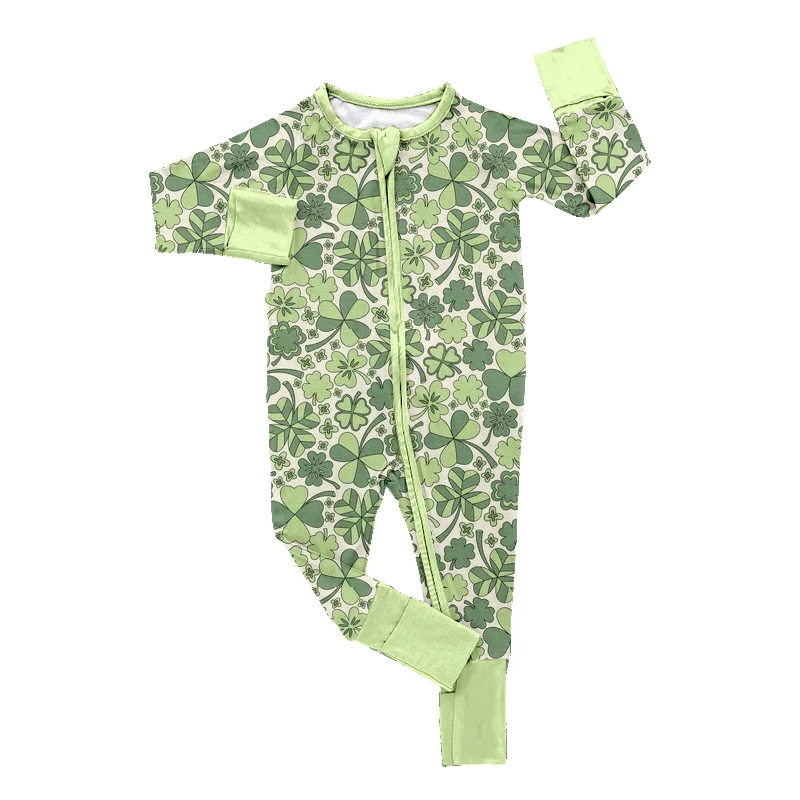 Cozy baby pajamas jumpsuit with zipper and aircraft print, ideal for B2B wholesale buyers seeking high-quality infant apparel.