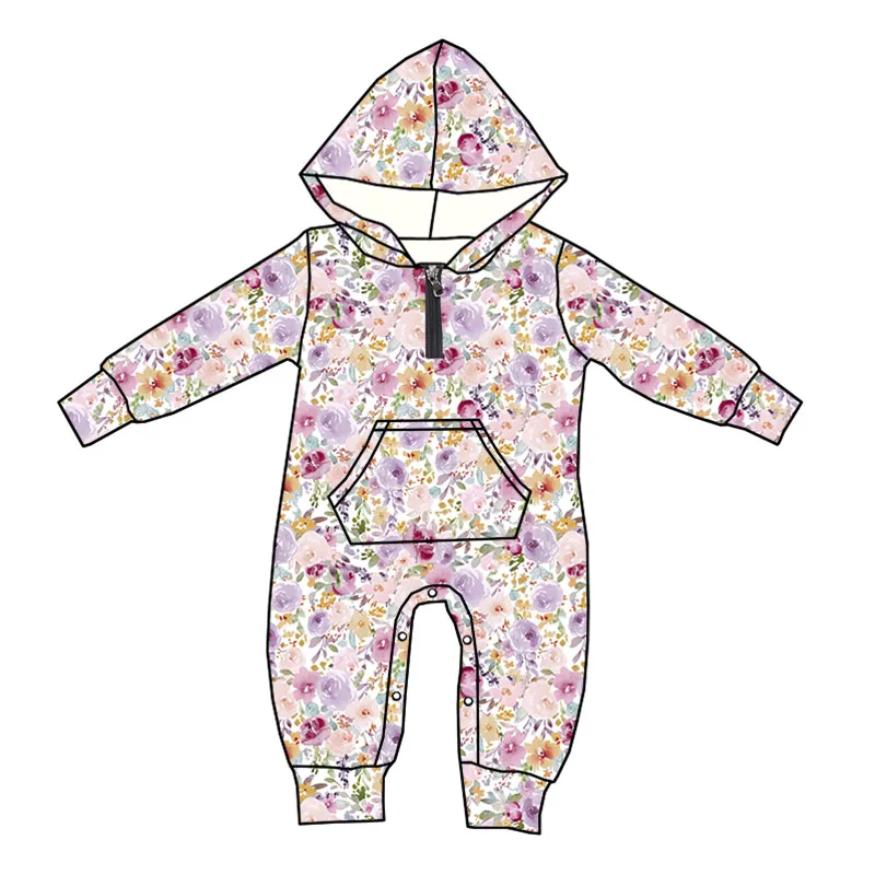 New Arrival Soft Custom Bamboo Baby Pajamas Sleeper Long Sleeves Baby Girls Zipper Hoodie Romper - Image 2