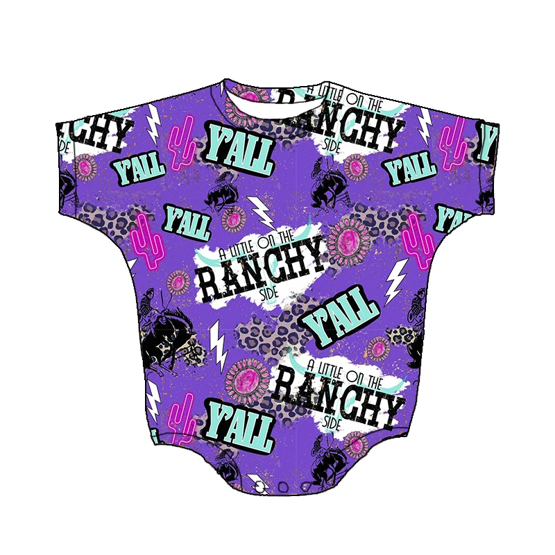 Wholesale Children Clothes Loose Romper Western Printing Short Sleeve Baby Girl's Bubble Romper - Image 5