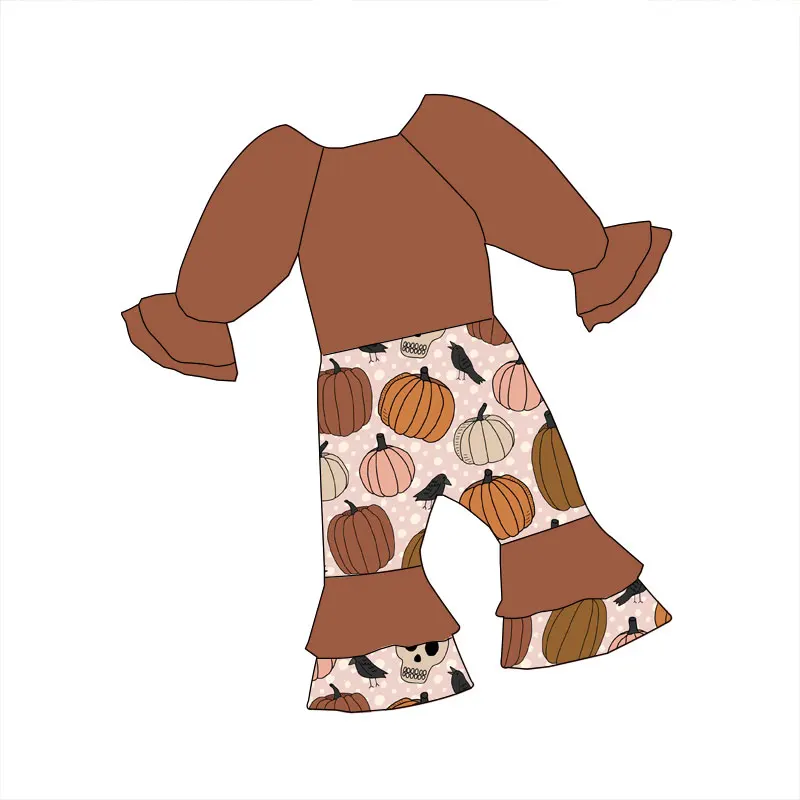 Fall Kid Clothes Milk Silk Fabric Long Sleeve Round Collar Girl Clothing Custom Print Jumpsuit - Image 6