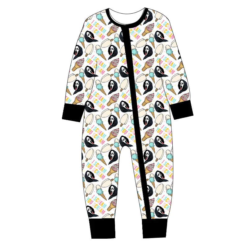 Halloween Baby Cover Your Hands and Feet Toddler Custom Pajamas Long Sleeve Romper Zip Infant Baby Clothes Jumpsuit Romper - Image 2
