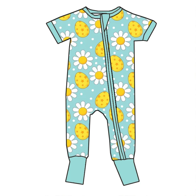 New Arrival Valentine's Day Soft Bamboo Fabric Short Sleeves Baby Girls Zippy Pajamas Romper - Image 4