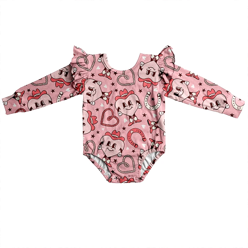 Fall Winter Long Sleeve With Ruffle Girl Leotard Milk Silk Comfortable Fabric Custom Print Newborn Baby Jumpsuit - Image 3