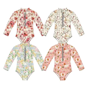 Hot Selling Baby Girl One Piece Swimwear Top Custom Printing Cute Style for Summer Beach Wear