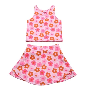 Casual Toddler Girl Sportswear Yoga Suit Customized Sprout Printing Kids Clothing Sets Elastic Waist Anti-Bacterial Front Logo