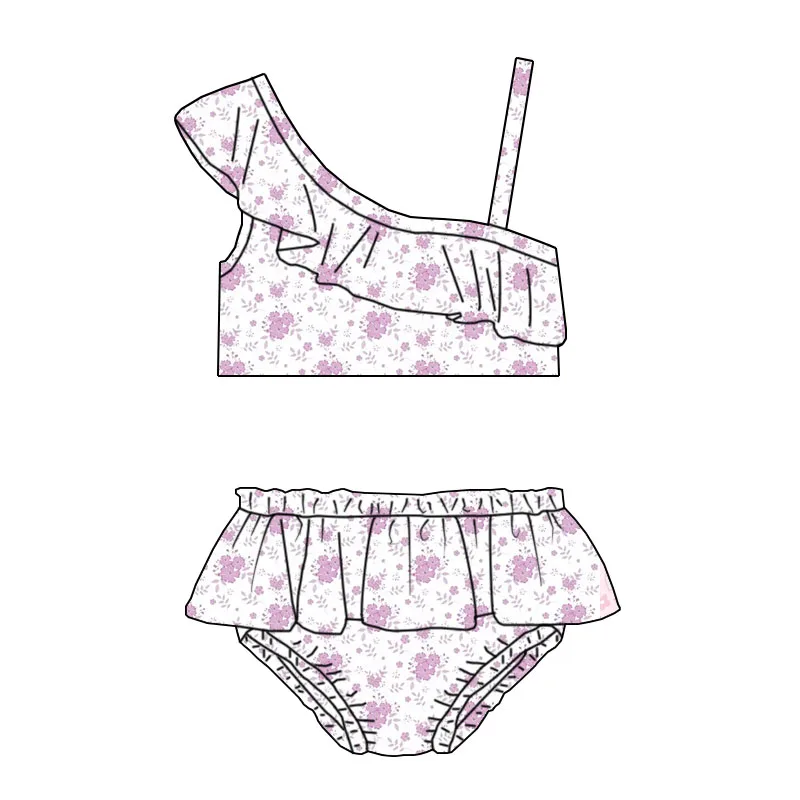 High Quality Children's Swimwear Beach Wear Printed Bikini Swimwear Custom Printed Sleeveless Summer Girls Swimwear - Image 5