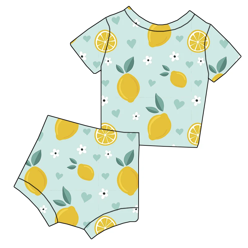 Summer Baby Custom Fruit-pattern Short-sleeved Set of Casual Children's Two-piece Clothing for Daily Wear - Image 3