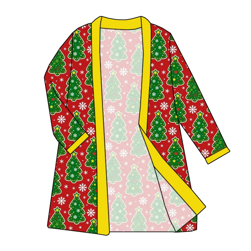 Wholesale bamboo pink flower women’s pajamas fabric with matching family prints and bow details – perfect for B2B sleepwear suppliers.