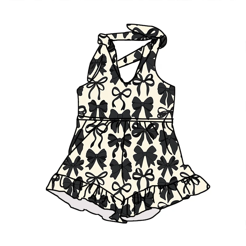 Newest Fashion Girl Clothing Custom Design Soft Fabric Tie Ruffle Shorts One Piece Toddler Girls Romper - Image 5