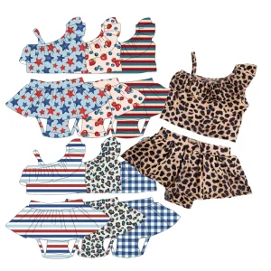 Hot Selling Baby Girl Two Piece Swimwear Top Custom 4th of July Printing Cute Style for Summer Beach Wear