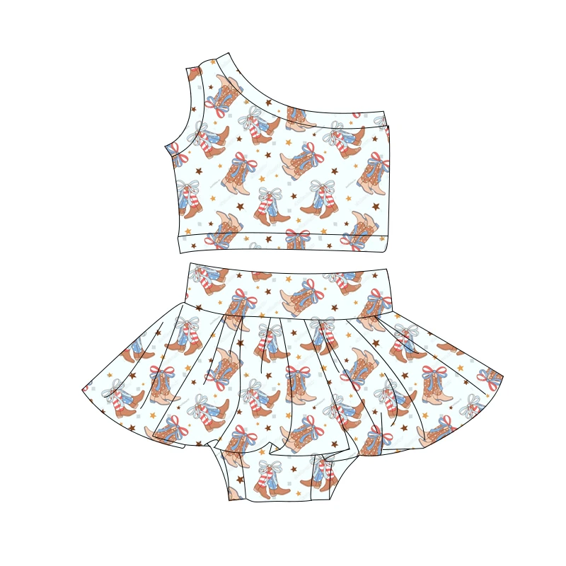 Wholesale Kids Girl Sleeveless Top with Skirts Set Soft Cotton Fabric Little Girl Outfits - Image 5