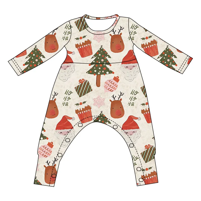 Fall Kids Clothing One Piece Jumpsuit Christmas Girl Clothes Milk Silk Fabric Custom Print - Image 6