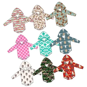 Trending Newborn Baby Long Sleeve Leotard With Hooded Soft Milk Silk Fabric Custom Fall Winter Girl Boy One Piece Jumpsuit
