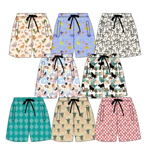 2026 Summer Unisex Plus Size Beach Shorts for Kids Custom Animal Print Lace-Up Casual Board Shorts Breathable and Comfortable