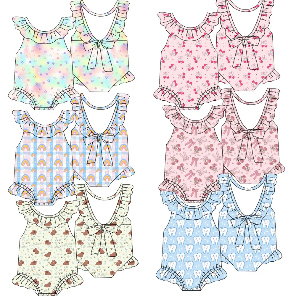 Summer Girls' Beach Custom-made Swimsuits with Built-in Sun protection - High-quality Children's Swimming Suits