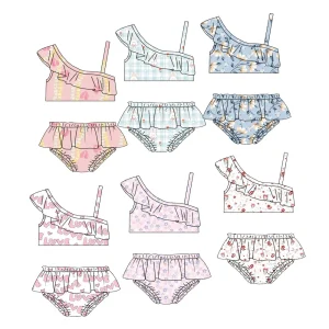 High Quality Children's Swimwear Beach Wear Printed Bikini Swimwear Custom Printed Sleeveless Summer Girls Swimwear