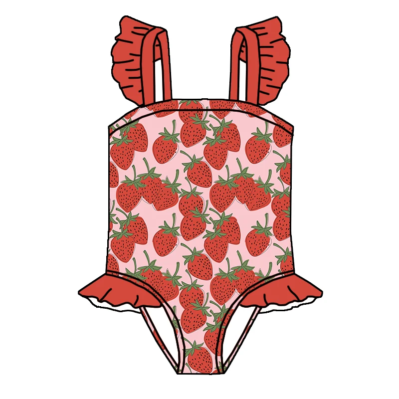 Trendy 2026 Newest Kids Clothing Custom Printing Lovely Ruffle Frill Sleeve Children Bathing Suit Girls One Piece Swimwear - Image 6