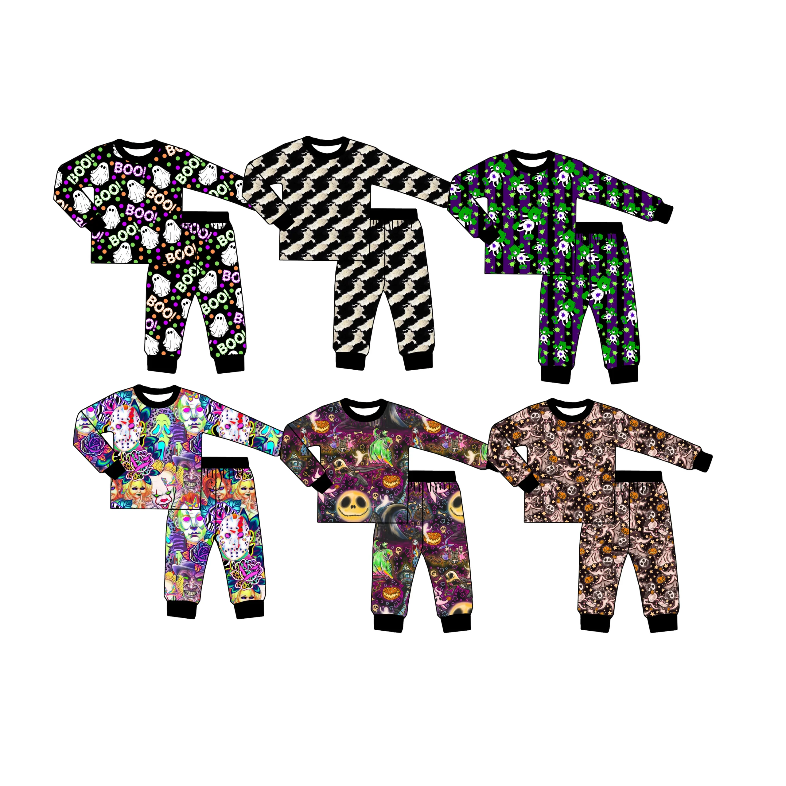 Fall Baby Outfits Custom Halloween Kids Toddler Boy Girl Milk Silk Bamboo Boutique Clothing Sets Long Sleeve Top Sport Pants Set