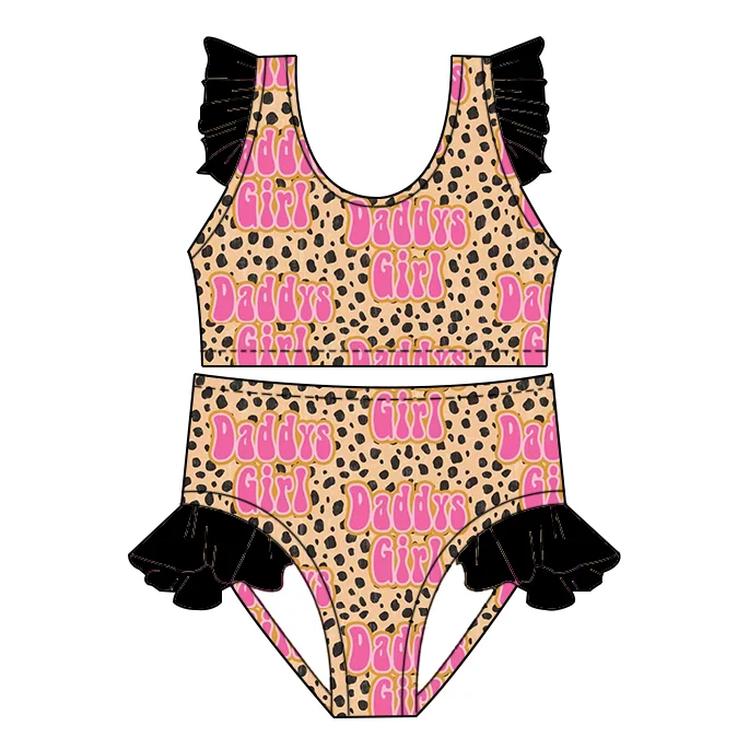 Low MOQ Wholesale Girls Custom Printing Summer Two-Piece Bathing Swimsuit Baby Fashion Design Sweet Swimwear - Image 6