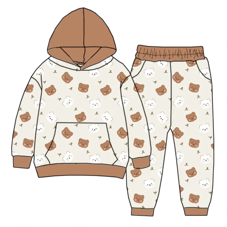 Eco-friendly Professional Bear Print Pajama For Babies Manufacturing
