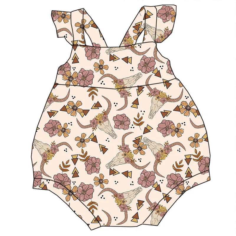 High-quality Factory-customized Printed Pattern Baby Jumpsuit with Petal Sleeveless Design Summer Children's Crawling Suit - Image 5