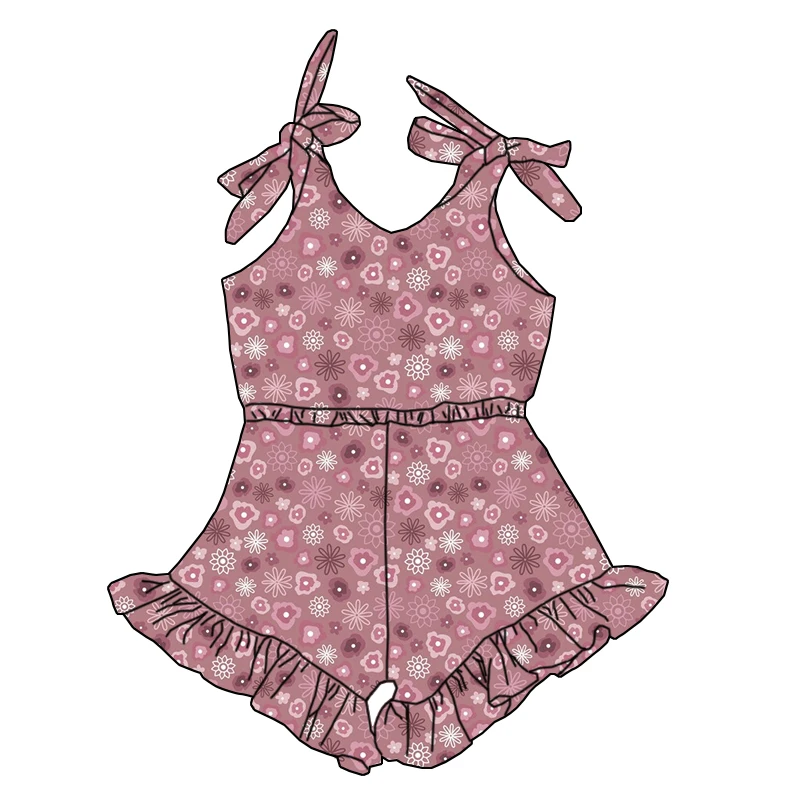 Premium Summer Factory Wholesale Baby Girls' Sleeveless Jumpsuits with Lace-up Pleated and Lace Designs Children's Jumpsuits - Image 5