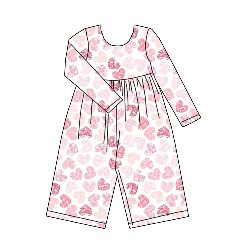 Newly Arrived Children's Exquisite Custom Heart-pattern Jumpsuit. Valentine's Day Girl's Cute Long-sleeved Jumpsuit Clothing. - Image 4