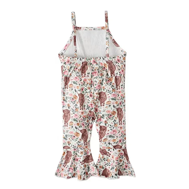 New Arrival Summer Children's Halter Jumpsuit Bell Bottoms Custom Print Western Design Sweet Little Girl Jumpsuit - Image 3