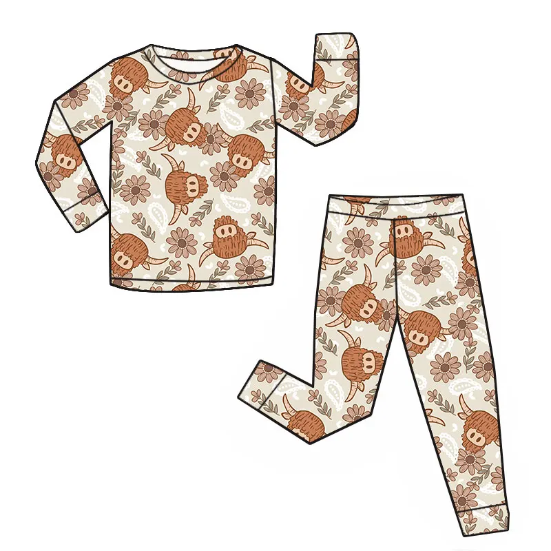 Baby Pajama Set Bamboo Material Sleepwear Children Custom Print Comfortable Fabric Elastic Waistband Kids Leisure Wear - Image 6