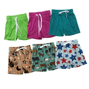 High Quality Multi Color Custom Western Pattern Soft and Comfy Bamboo Fabric Kids Boys Shorts Pants