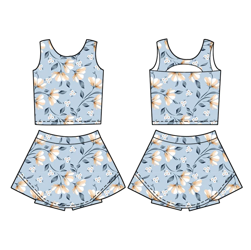 High-quality Girls' Sports Clothing with Stretch and Quick-drying Properties, Custom-designed Patterns, Girls' Yoga Clothing - Image 2