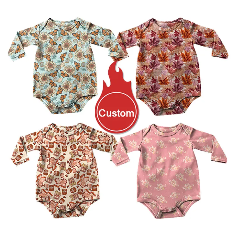 New Arrival Unisex Toddler Baby Boy Girl Long Sleeve Romper Bodysuit Bottom Snap Design Custom Infants Jumpsuit