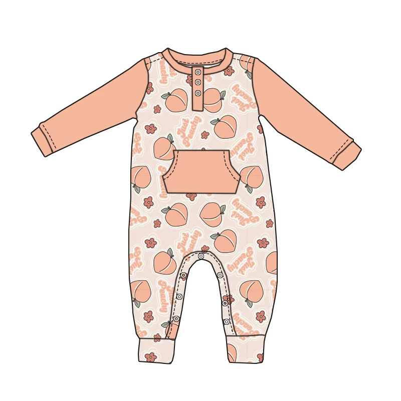 Newly Arrived Bamboo Children's Long-sleeved Jumpsuit High-quality Baby Jumpsuit with Buttons and Pockets on the Chest - Image 4