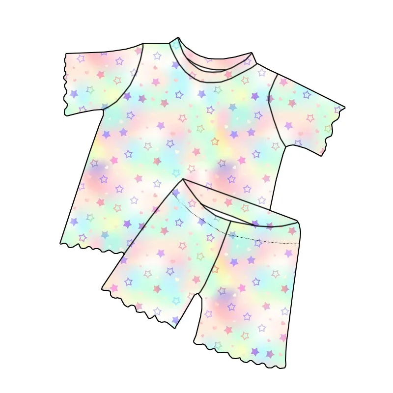 Newly Arrived Children's Short-sleeved Short-pants Set with Lace Design and Custom Pattern - Children's Clothing Set - Image 2