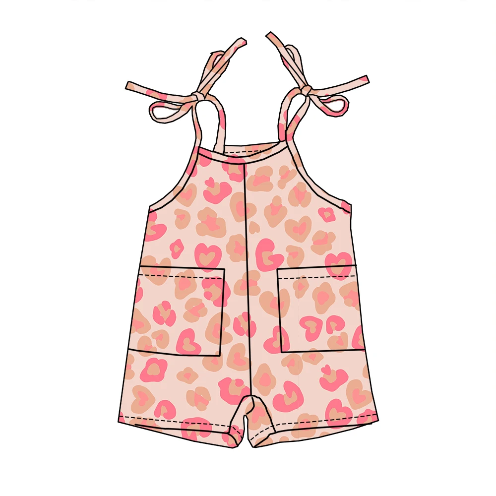 Hot Sale Summer Autumn Custom Floral Print Infant Toddler Girl Jumpsuit With Tie Sleeveless Short Length Pants Tie up Romper - Image 4