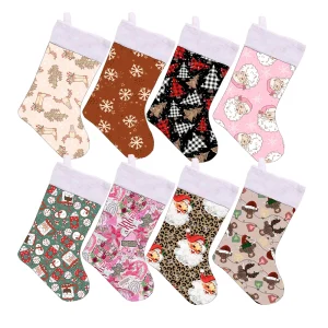 Hot Sale Custom Print Christmas Stocking Kids Christmas Tree Hangings Socks Gift Package Christmas Decorative Socks