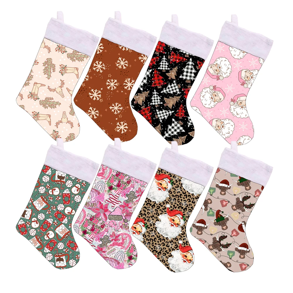 Hot Sale Custom Print Christmas Stocking Kids Christmas Tree Hangings Socks Gift Package Christmas Decorative Socks