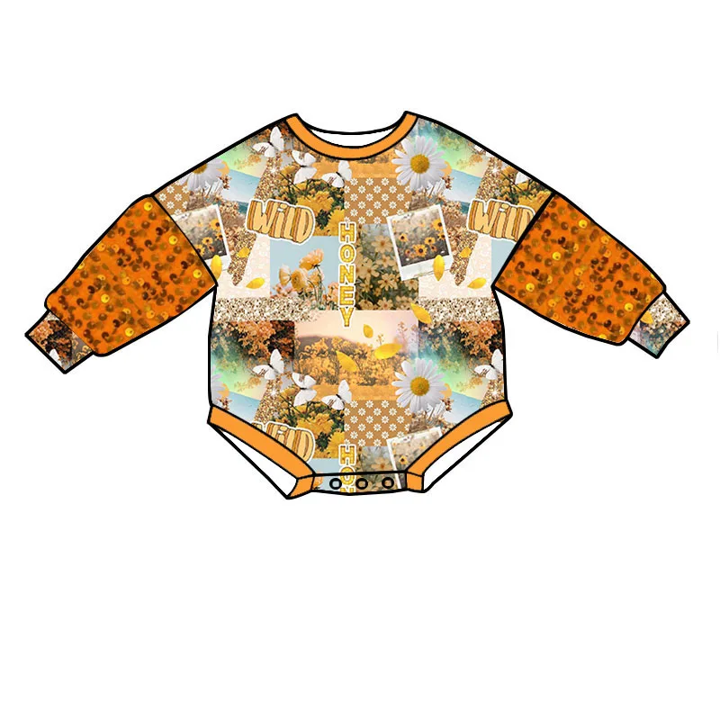 Factory Wholesale Christmas Fashion Sequin Sleeve Comfortable Baby Long Sleeve Romper Toddler Onesie Baby Girl Jumpsuit - Image 4