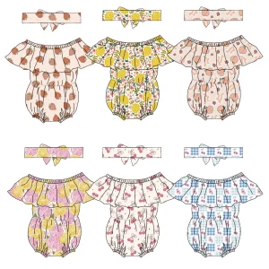 Premium Children's Summer Lace Jumpsuits and Custom-made Bow Hair Bands with Cute and Comfortable Patterns Children's Jumpsuits