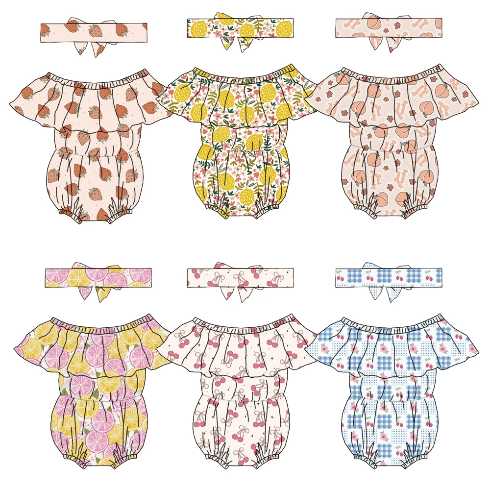 Premium Children's Summer Lace Jumpsuits and Custom-made Bow Hair Bands with Cute and Comfortable Patterns Children's Jumpsuits