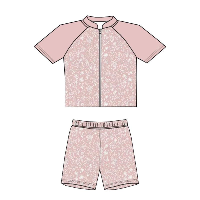 Summer New Style Short-sleeved Children's Swimming Suit Set, Custom-made with Sun protection for Children's Swimsuits - Image 3