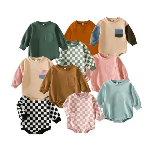 Hot Sale Autumn and Winter Girl Cute Long Sleeve Romper Warm Fabric Soft onesies Plus Size
